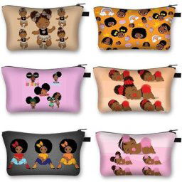 Sac à cosmétiques noir pour filles africaines sac de rangement de voyage à la mode pour rouge à