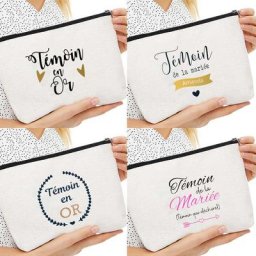 Témoin Witness Bag Gold Name Wedding Gift Bag Bachelorette Kit Bag Make Up Bags Toilettage Thank