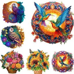 Puzzle en bois de colibri de fleurs pour enfants puzzles 3D dos jeux de jouets puzzle en bois