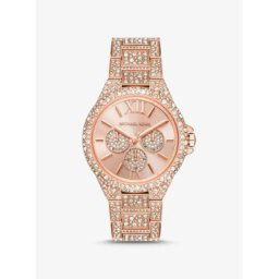 Michael Kors Montre Camille ton or rose surdimensionnée à pierres pavées