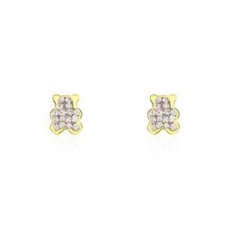 Boucles D'oreilles Puces Emerica Ours 0 Or Jaune Strass