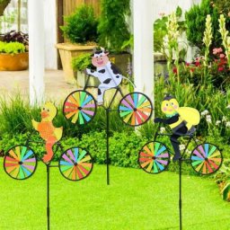 Moulin à vent animal 3D mignon sur vélo moulinet à vent décoration d'intérieur jardin cour