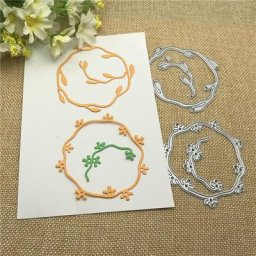 Matrices de découpe en métal cadre rond en feuille de fleur Scrapbooking carte de gaufrage