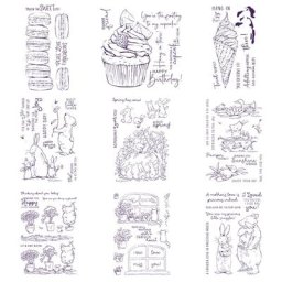 Timbres-poste transparents en pot chaton Macarons crème glacée Cupcake lapin rebord de