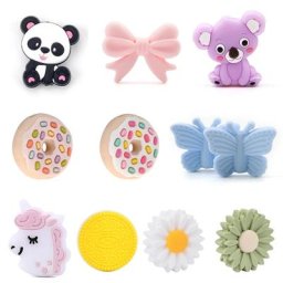 10 pièces bébé dentition feuille de Panda en Silicone perles Sunflowe DIY qualité alimentaire
