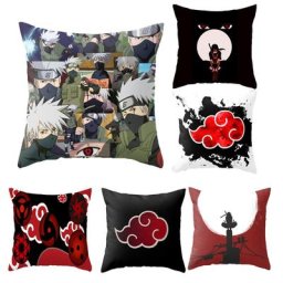 Taie d'oreiller carrée Anime NarAA45 Sharingan Kakashi nuages rouges taie d'oreiller à fermeture