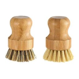 Brosse à récurer ronde en bambou Mini brosse à récurer naturelle de nettoyage humide pour laver la