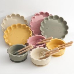 Assiettes pour bébé en forme d'animal ustensiles de cuisine en Silicone ensemble de plats bol