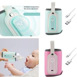Chauffe-biberon en PU pour bébé avec chargeur USB chauffage au lait réglable isolé sac