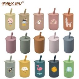 TYRY.HU – Tasse d'Alimentation en Paille de Dessin Animé pour Bébé Silicone de Qualité Alimentaire
