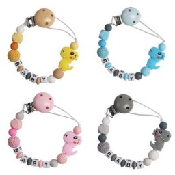 Porte-sucette en Silicone pour bébé Clips factices avec nom personnalisé chaîne de sucette