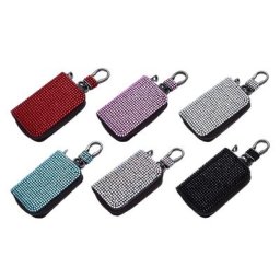Porte-clés de sac Portable en cuir PU pour femmes strass scintillants décorations multicolores