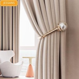 Rideau Isolant en Velours et Laine de Cachemire Australienne Beige Crème Rideaux Personnalisés