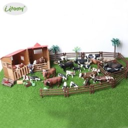 Figurines d'animaux de ferme réalistes pour enfants taureau yak sauvage bœuf musqué jouet de