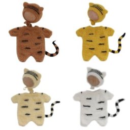 Newborn Photography Tiger Shape Clothing Hat Jumpsuit Tail Kit Suit Accessory for Infant Baby Girls