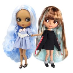 ICY DBS Blyth – poupée articulée 1/6 bjd peau foncée visage mat cheveux verts et bleus 30CM