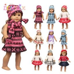 Ensemble pull chapeau et écharpe pour poupée 18 pouces jouets chauds costume pour poupées de 43