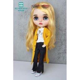 Blyth-Trench-coat Long pour Poupée Azone OB22 OB24 Nouveaux Jeans Manteaux T-Shirts à la Mode