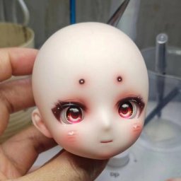 Lyumabov's-Tête de jouet avec maquillage yeux verts et violets accessoires d'anime herbe 1/6