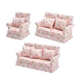 Mini canapé avec fauteuil/causeuse/trois places fauteuil canapé jouet Floral maison de poupée