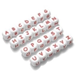 Perles en Silicone avec Lettres de l'Alphabet Blanc Anglais de 12mm Accessoires de Bricolage pour