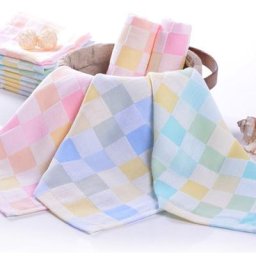 Bavoir en Coton Doux et Confortable pour Bébé Serviette à Carreaux Double Gaze Couleurs Vives