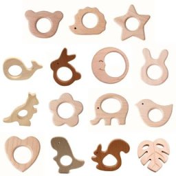 D7YD – anneau de dentition en bois pour bébé éléphant cœur lapin anneau de cheval sucette de