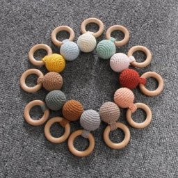 Jouet molaire naturel pour bébé hochet boule de cheveux Crochet jouet de dentition sûr sans
