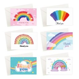 F2TE – carte de vœux de remerciement arc-en-ciel lot de 6 cartes de vœux avec enveloppes vierge