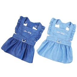 Robe en jean brodée pour animaux de compagnie style fin lettres vêtements pour petits chiens