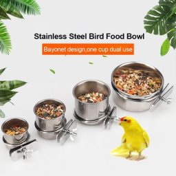 Bol à Cage suspendue en acier inoxydable pour oiseaux de compagnie Anti-retournement alimentation