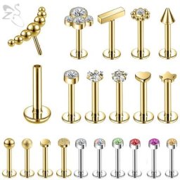 ZS – Piercing à lèvres en acier inoxydable 16G 316l 1 pièce bijoux en cristal cœur lune