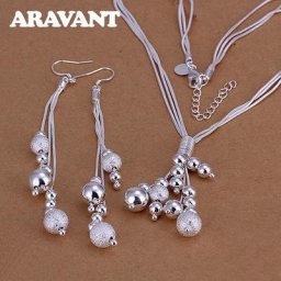 Ensemble de bijoux en argent 925 plusieurs couches perles lisses collier boucles d'oreilles pour