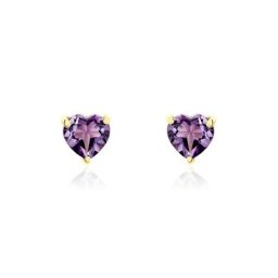 Boucles D'oreilles Puces Salona Or Jaune Amethyste Violet