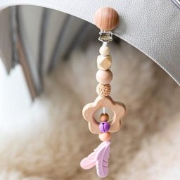 Anneau de dentition en bois pour bébé 1 pièce support Mobile étoile Animal pendentif