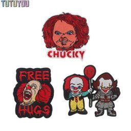 Autocollant du film d'horreur Clown patchs brodés en fer pour vêtements Badge pour sac à dos