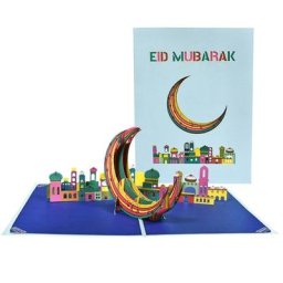 Carte de vministériels x 3D Eid Mubarak cartes de lune avec enveloppe décoration de fête Eid