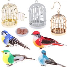 1:12 Mini maison de poupée en métal oiseau Cage modèle avec support maison de poupée Miniature