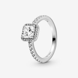 Bague Halo Scintillant Carré