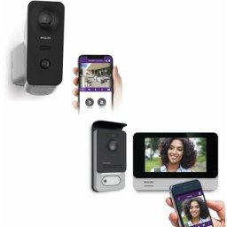 Philips - Kit Caméra extérieure motorisée et connectée View + Visiophone filaire connecté Connect 2