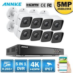Annke - Système de caméra de vidéosurveillance 8 canaux Ultra hd 4K H.265 + dvr et 8 × 5MP hd