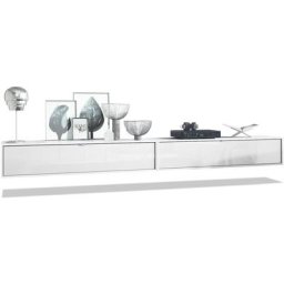 Ensemble de 2 set meuble tv Lana 140 lowboards blanc mat - haute brillance - Façades en Blanc haute