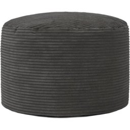 Pouf Repose-Pieds Rond en Velours Côtelé Frankie, Poufs de Salon, Gris Anthracite - Gris Anthracite