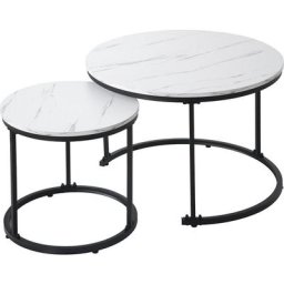 LBF - Lot de 2 Table basse ronde gigogne - Table de salon, plateau en mdf, pieds de table en métal