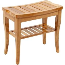 Banc de Douche en Bambou, Tabouret de Douche étanche avec étagère de Rangement, Siège Organisateur