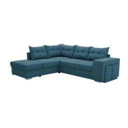 Canapé angle convertible réversible 7 places MITCHELL - Coffre, 2 poufs, prise 2 ports USB - Tissu