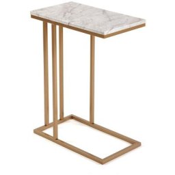 Versa - Padua Table d'appoint, Table basse auxiliaire moderne, 61x26x46cm - Marbre et or