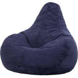 Pouf Fauteuil en Velours Côtelé Dalton, Poufs de Salon pour Adultes, Bleu Marine - Bleu Marine