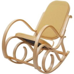 HW - Fauteuil à bascule M41, fauteuil tv, bois massif - aspect chêne, jaune