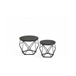 Table Basse Ronde, Lot de 2, Table d'Appoint, Bout de Canapé, Style Moderne, Plateau Amovible,